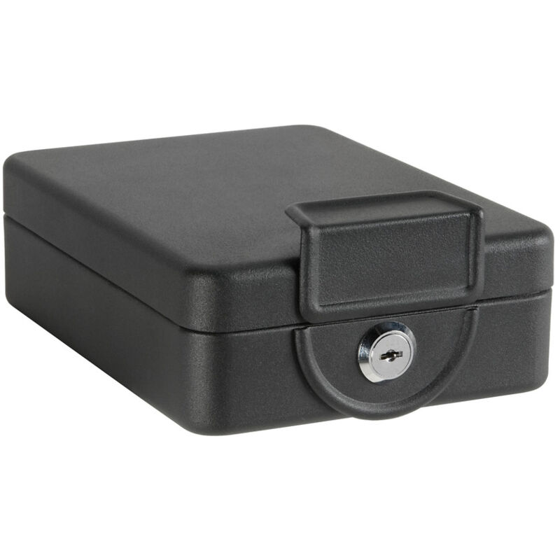 foto del prodotto private c9327 cassetta di sicurezza con chiave per trasportare denaro cassetta portavalori in acciaio con struttura da fissare sotto il tavolo/ripiano cassaforte portatile de 16 cm nero - arregui