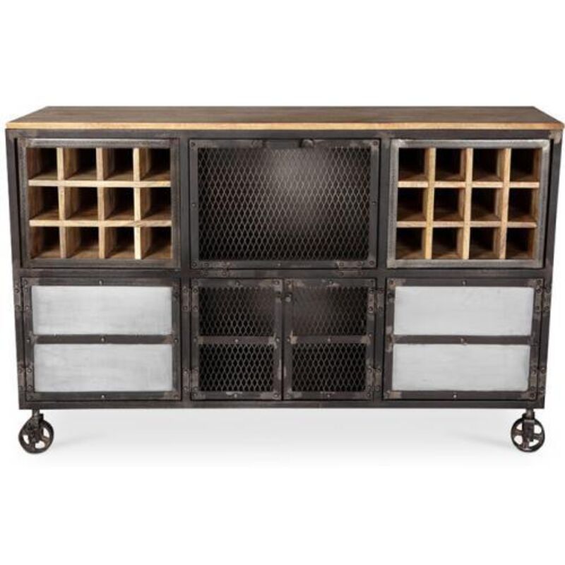 foto del prodotto privatefloor cantinetta per vino con ruote design industriale avara acciaio