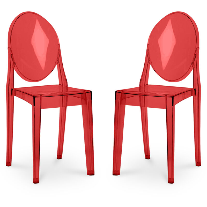 foto del prodotto privatefloor - confezione da 2 sedie da pranzo trasparenti - victoria queen rosso trasparente