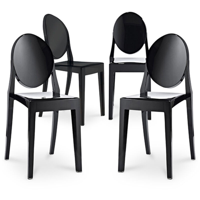 foto del prodotto privatefloor confezione di 4 sedie da pranzo trasparenti victoria queen nero