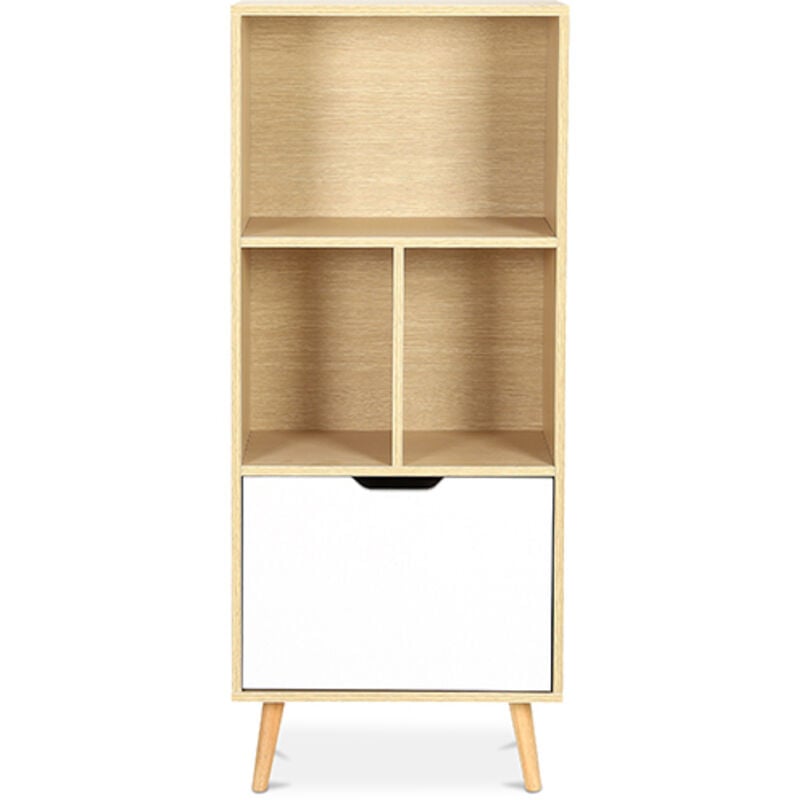 foto del prodotto privatefloor credenza in legno stile scandinavo 4 scomparti roin legno naturale