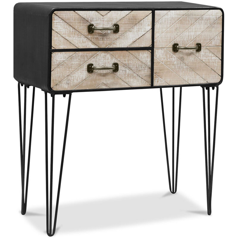 foto del prodotto privatefloor - credenza in metallo - stile industriale - 3 cassetti - orson legno naturale