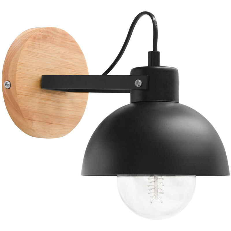 foto del prodotto privatefloor lampada da parete stile scandinavo metallo e legno syla nero