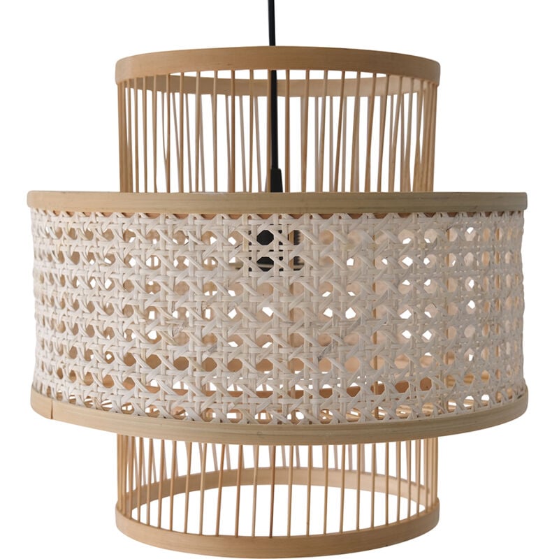 foto del prodotto privatefloor - lampada da soffitto in rattan - lampada a sospensione stile boho bali - yei naturale
