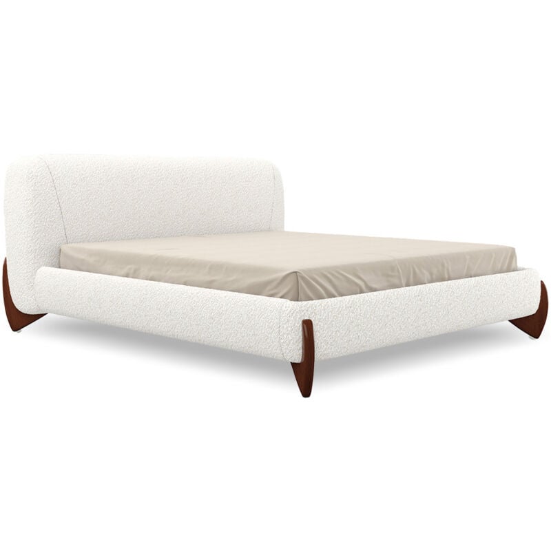 foto del prodotto privatefloor letto matrimoniale 160x200 cm rivestito in tessuto boucl dream bianco