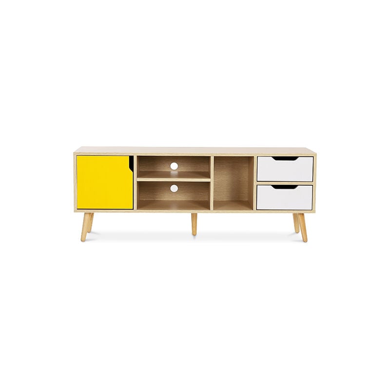foto del prodotto privatefloor mobile tv in legno stile scandinavo aren giallo mdf giallo