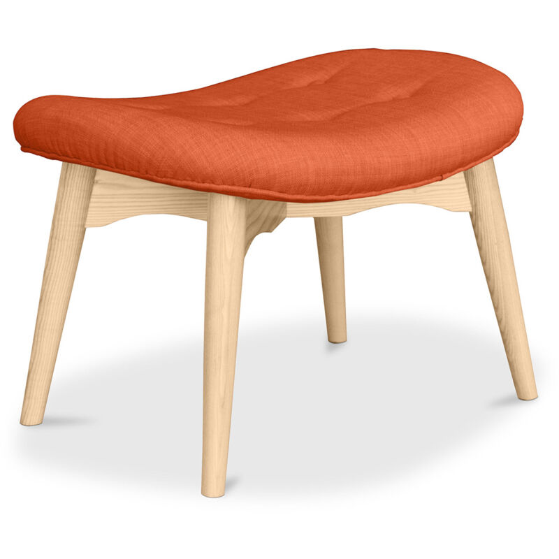 foto del prodotto privatefloor poggiapiedi rivestito in lino design scandinavo legno kontor arancione