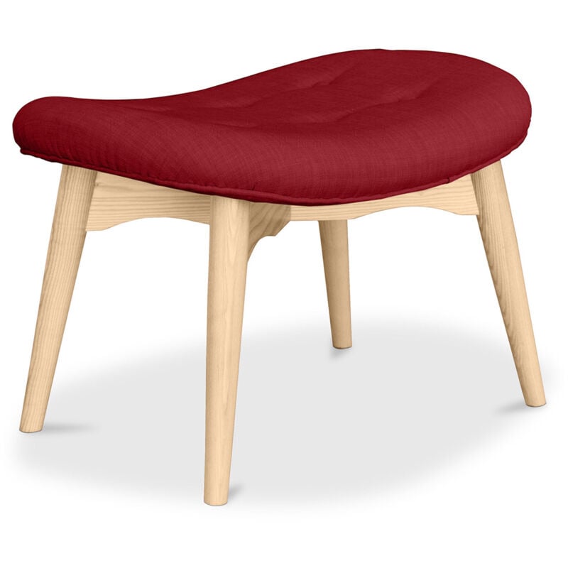 foto del prodotto privatefloor poggiapiedi rivestito in lino design scandinavo legno kontor rosso