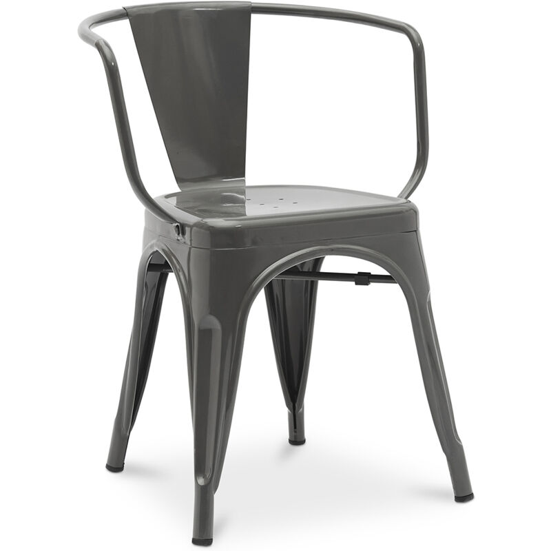 foto del prodotto privatefloor sedia da pranzo con braccioli design industriale acciaio nuova edizione stylix grigio scuro
