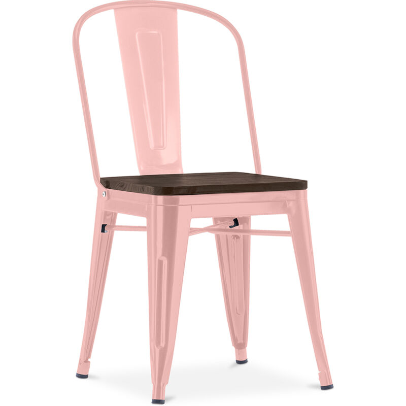 foto del prodotto privatefloor sedia da pranzo design industriale legno e acciaio stylix pastel orange