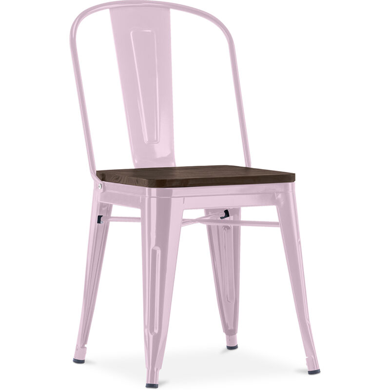 foto del prodotto privatefloor sedia da pranzo design industriale legno e acciaio stylix pastel pink