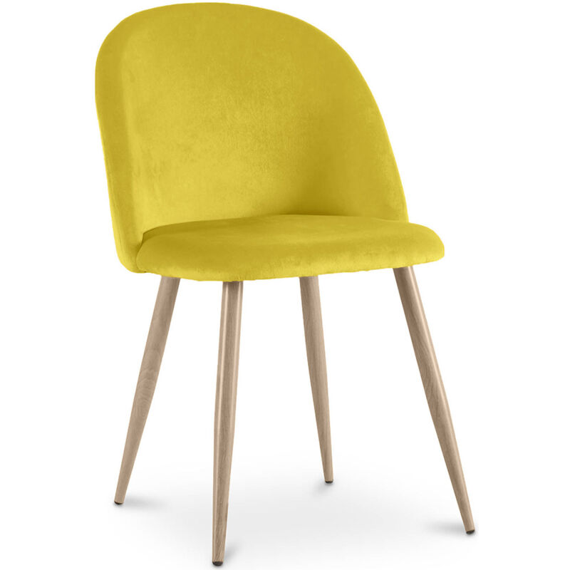 foto del prodotto privatefloor sedia da pranzo imbottita in velluto stile scandinavo evelyne giallo