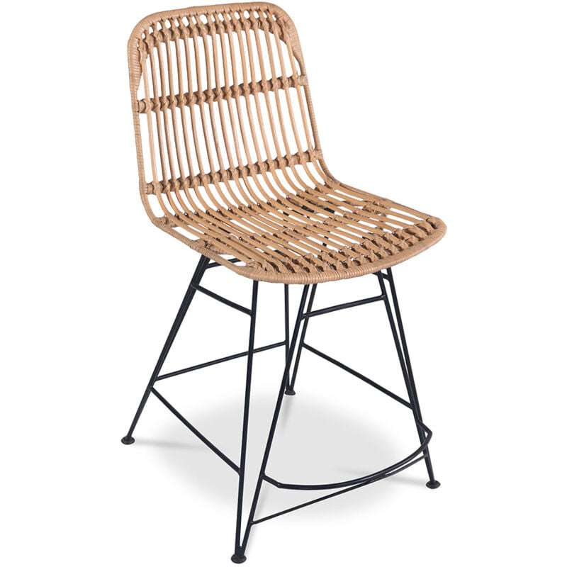 foto del prodotto privatefloor sedia da pranzo in rattan stile boho bali prena nero