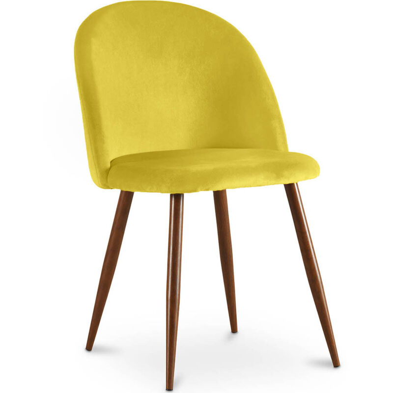 foto del prodotto privatefloor sedia da pranzo rivestita in velluto design scandinavo evelyne giallo