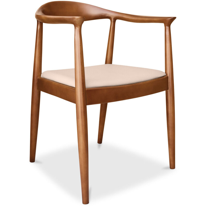 foto del prodotto privatefloor sedia da pranzo stile scandinavo legno e pelle nalan avorio