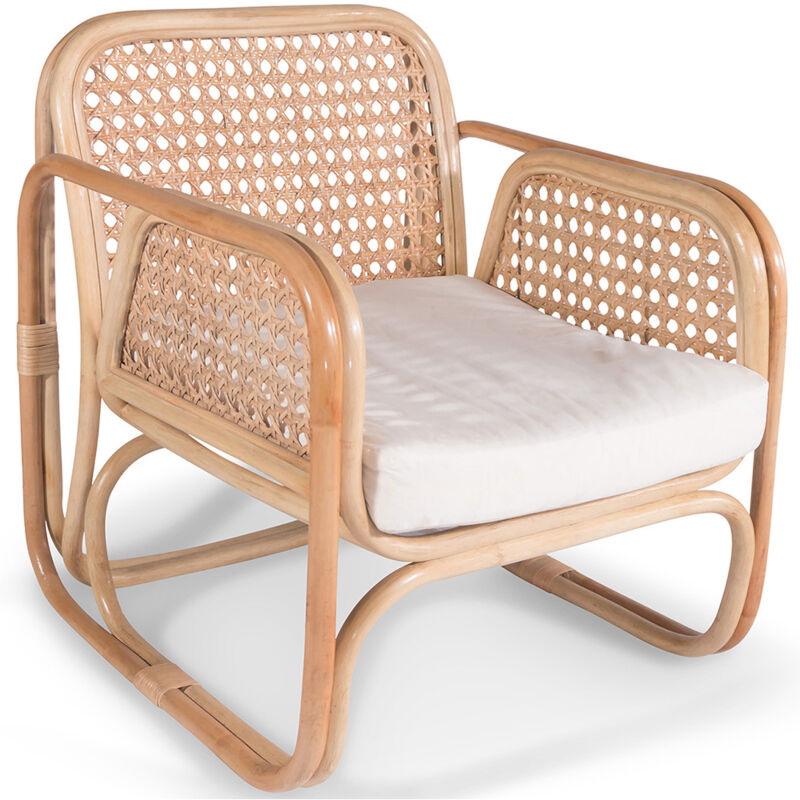 foto del prodotto privatefloor sedia da salotto in rattan sedia di design boho bali qawa bianco