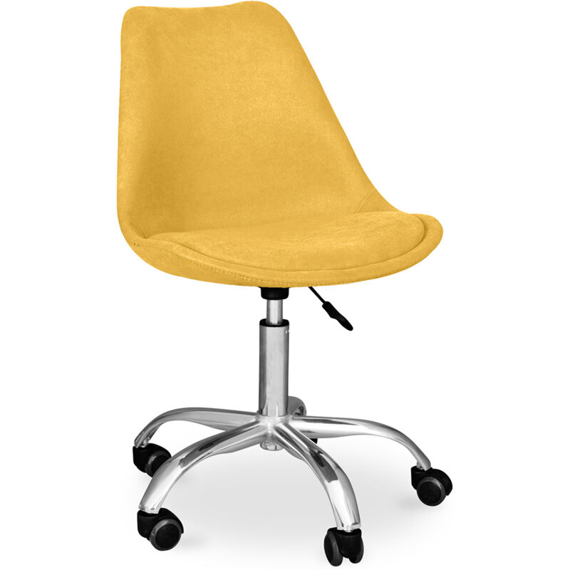 foto del prodotto privatefloor - sedia da scrivania con ruote imbottita - tulip giallo
