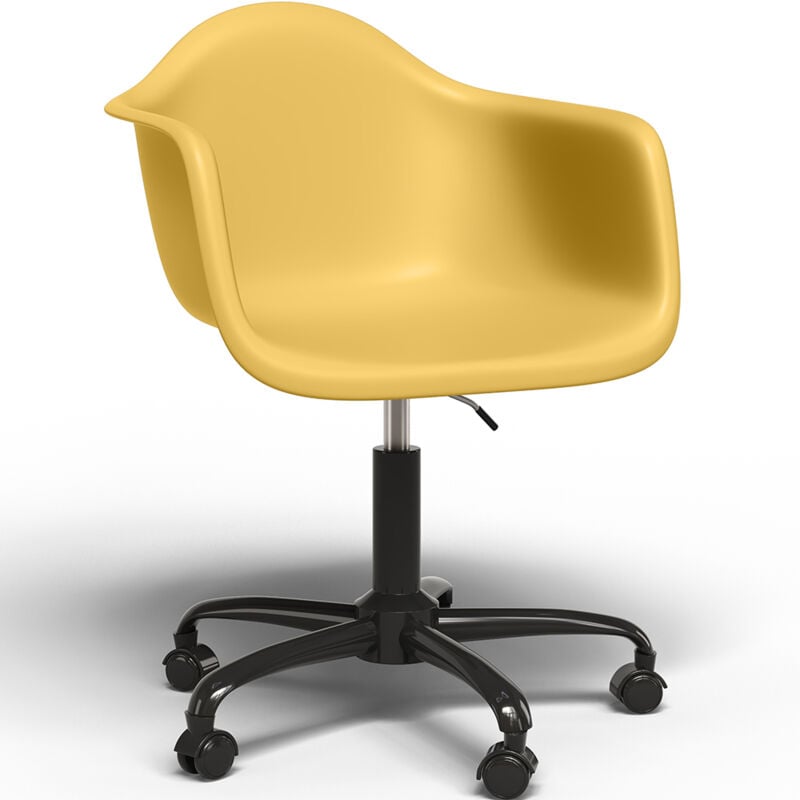 foto del prodotto privatefloor sedia da ufficio con braccioli sedia da scrivania con ruote struttura nera weston pastel yellow