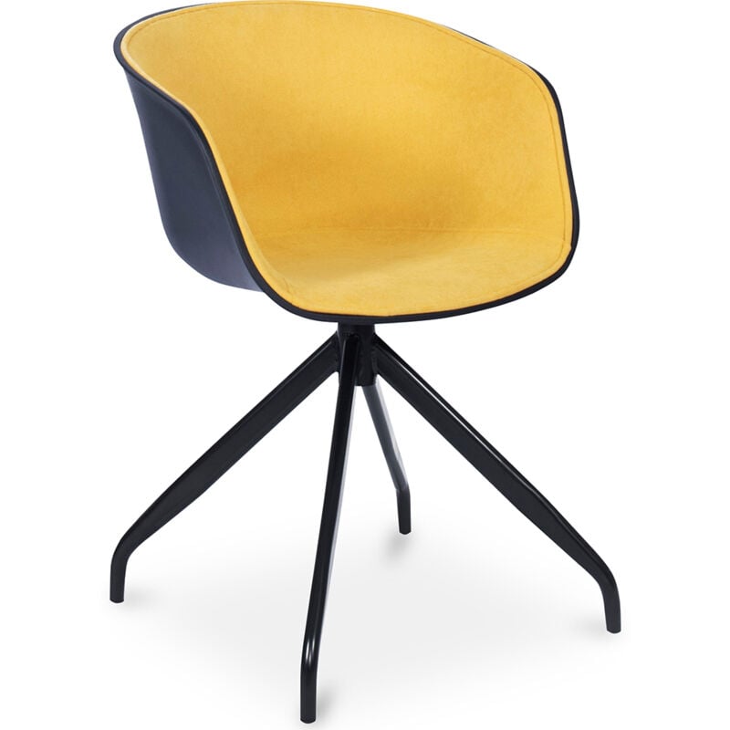 foto del prodotto privatefloor sedia da ufficio con braccioli sedia da scrivania di design nera jodie giallo