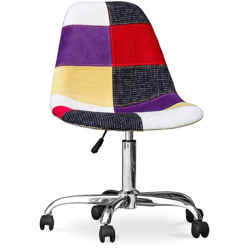 foto del prodotto privatefloor sedia da ufficio con rotelle sedia da scrivania rivestita in patchwork tessa multicolore
