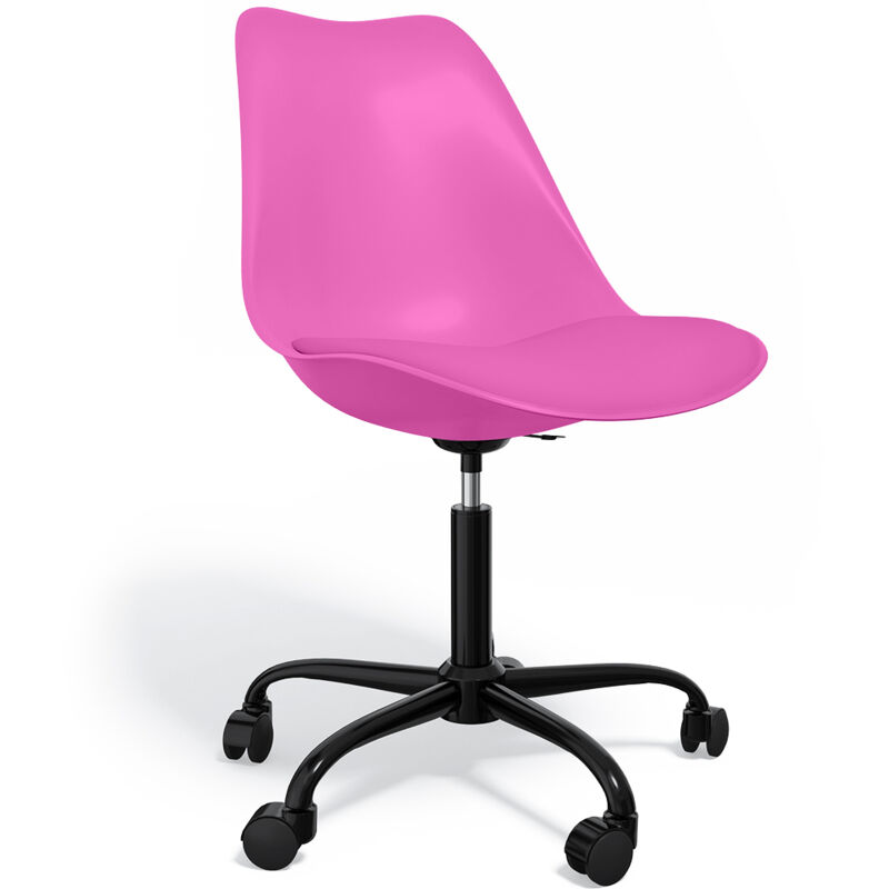 foto del prodotto privatefloor sedia da ufficio con ruote sedia girevole per scrivania struttura nera tulip fucsia