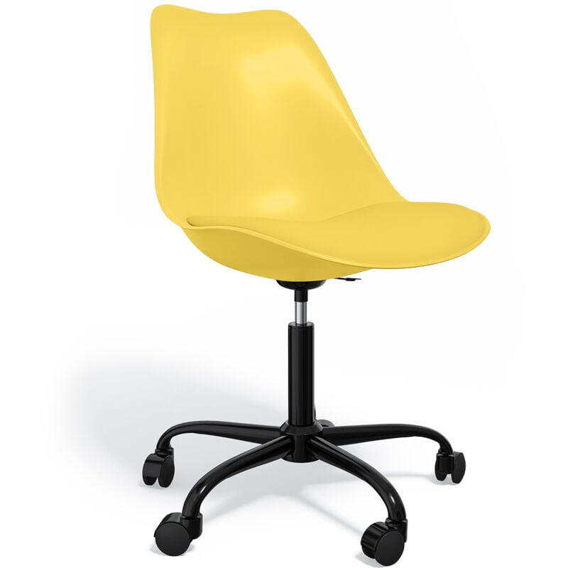 foto del prodotto privatefloor sedia da ufficio con ruote sedia girevole per scrivania struttura nera tulip giallo