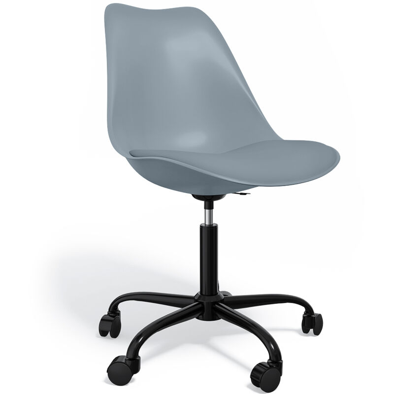 foto del prodotto privatefloor sedia da ufficio con ruote sedia girevole per scrivania struttura nera tulip grigio chiaro