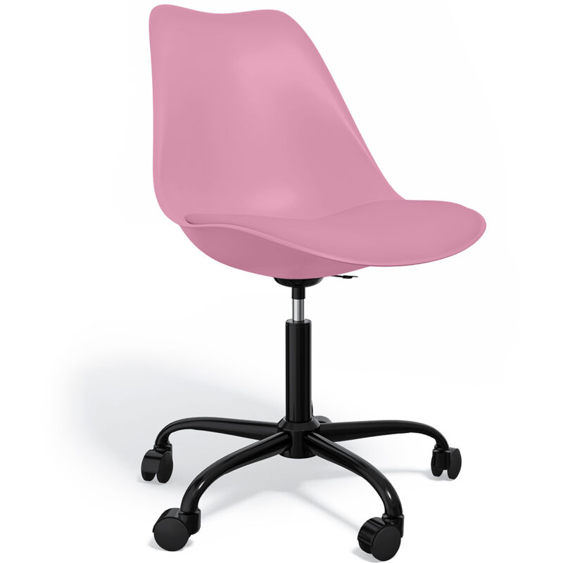 foto del prodotto privatefloor sedia da ufficio con ruote sedia girevole per scrivania struttura nera tulip pastel pink