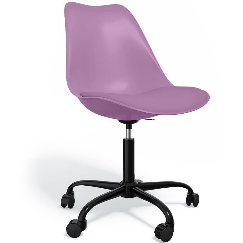 foto del prodotto privatefloor sedia da ufficio con ruote sedia girevole per scrivania struttura nera tulip viola pastello