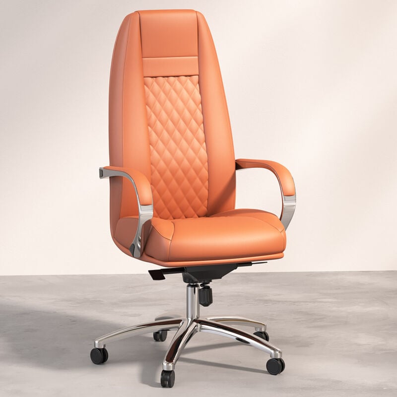 foto del prodotto privatefloor sedia da ufficio ergonomica con ruote e braccioli manga marrone
