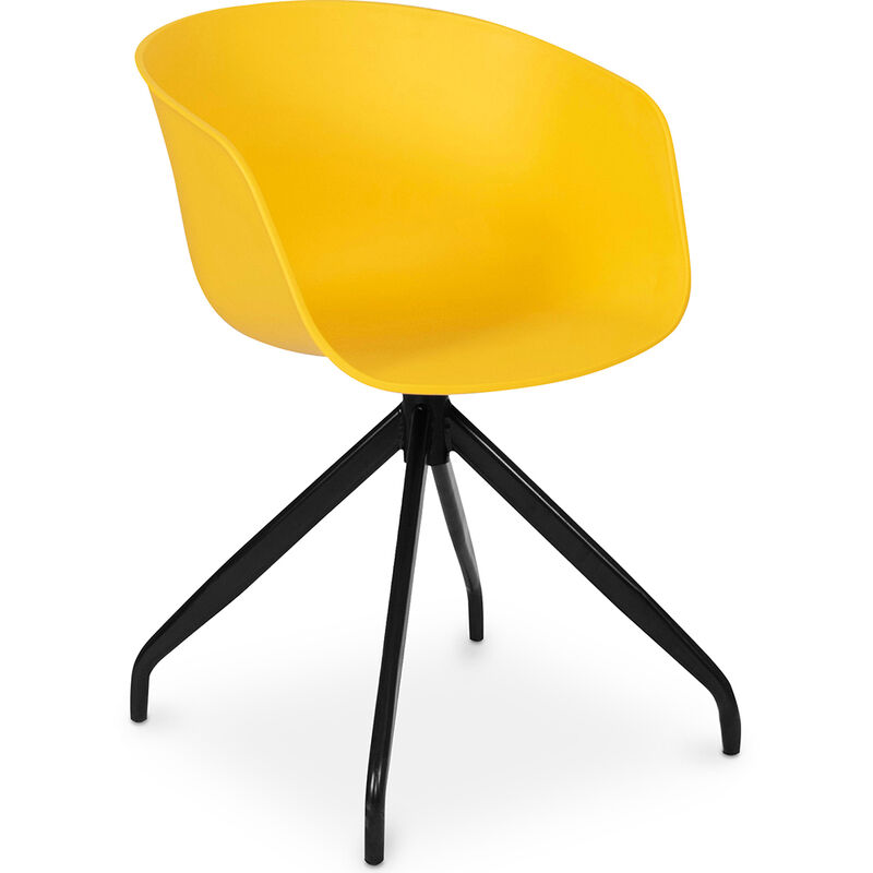 foto del prodotto privatefloor sedia da ufficio imbottita con braccioli sedia da scrivania di design nera jodie joan giallo