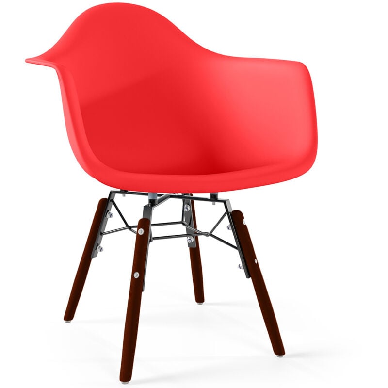 foto del prodotto privatefloor sedie per bambini design scandinavo gambe in legno scuro nordika rosso