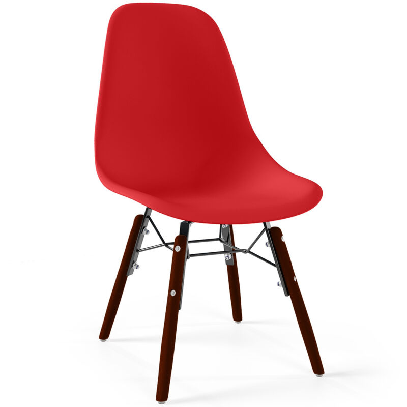 foto del prodotto privatefloor sedie per bambini design scandinavo gambe in legno scuro sk gur rosso
