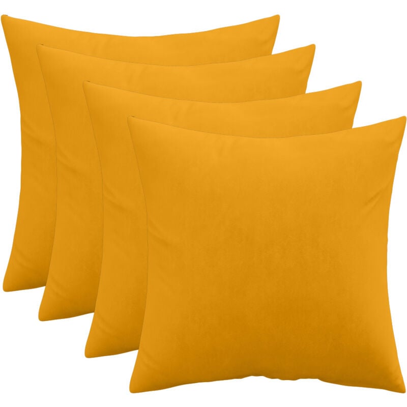 foto del prodotto privatefloor set di 4 cuscini in velluto copertura e imbottitura mesmal giallo
