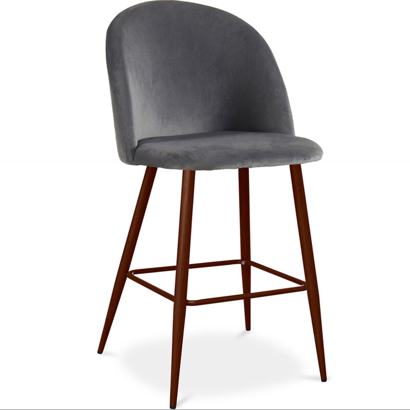 foto del prodotto privatefloor sgabello imbottito in velluto design scandinavo 66cm evelyne grigio scuro