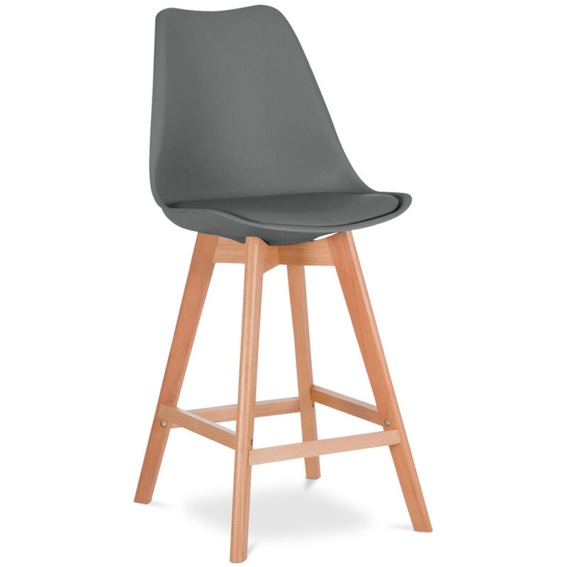 foto del prodotto privatefloor sgabello in stile scandinavo gambe in legno denisse grigio scuro