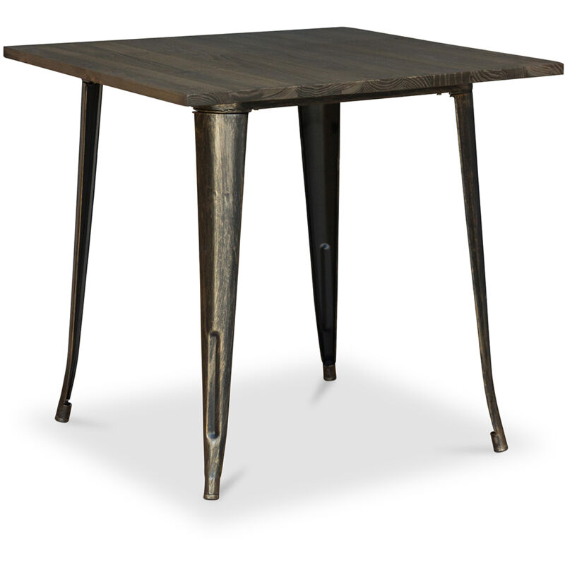 foto del prodotto privatefloor tavolo da pranzo quadrato stile industriale legno e metallo stylix bronze metallizzato