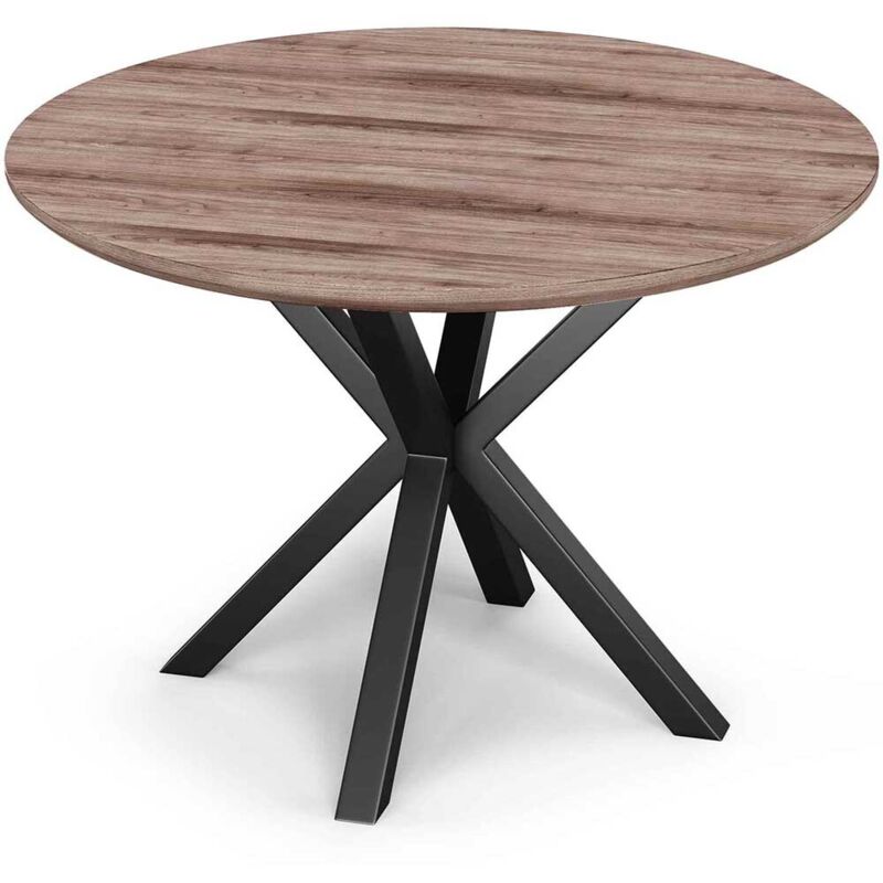 foto del prodotto privatefloor tavolo da pranzo rotondo industriale legno e metallo bayron legno naturale