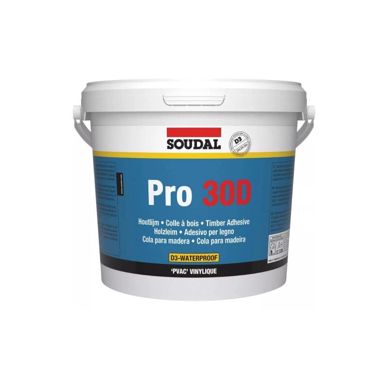 foto del prodotto pro 30d adesivo per legno colla d3 resistente acqua pvac 5 kg 5 kg soudal