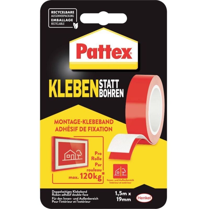 foto del prodotto pro diy tapes pxmt2 nastro biadesivo bianco l x l 1.5 m x 19 mm 1 pz. pattex