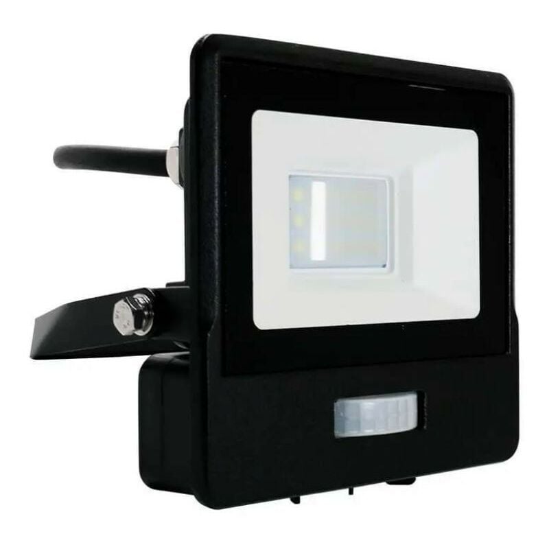 foto del prodotto pro faro led chip samsung 10w con sensore pir cavo 1m colore nero luce bianca fredda 6500k ip65 v tac