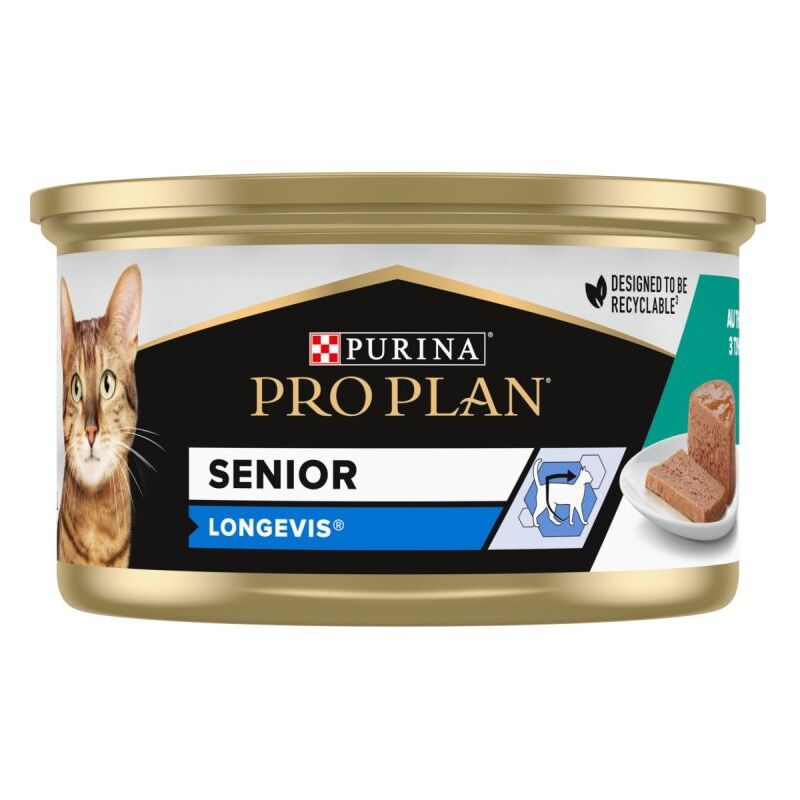 foto del prodotto pro plan gatto senior 7+ longevis lattina 85gr mousse tonno