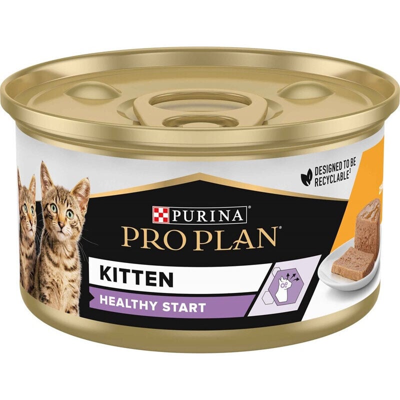foto del prodotto pro plan mousse per gatto kitten con pollo da 85gr