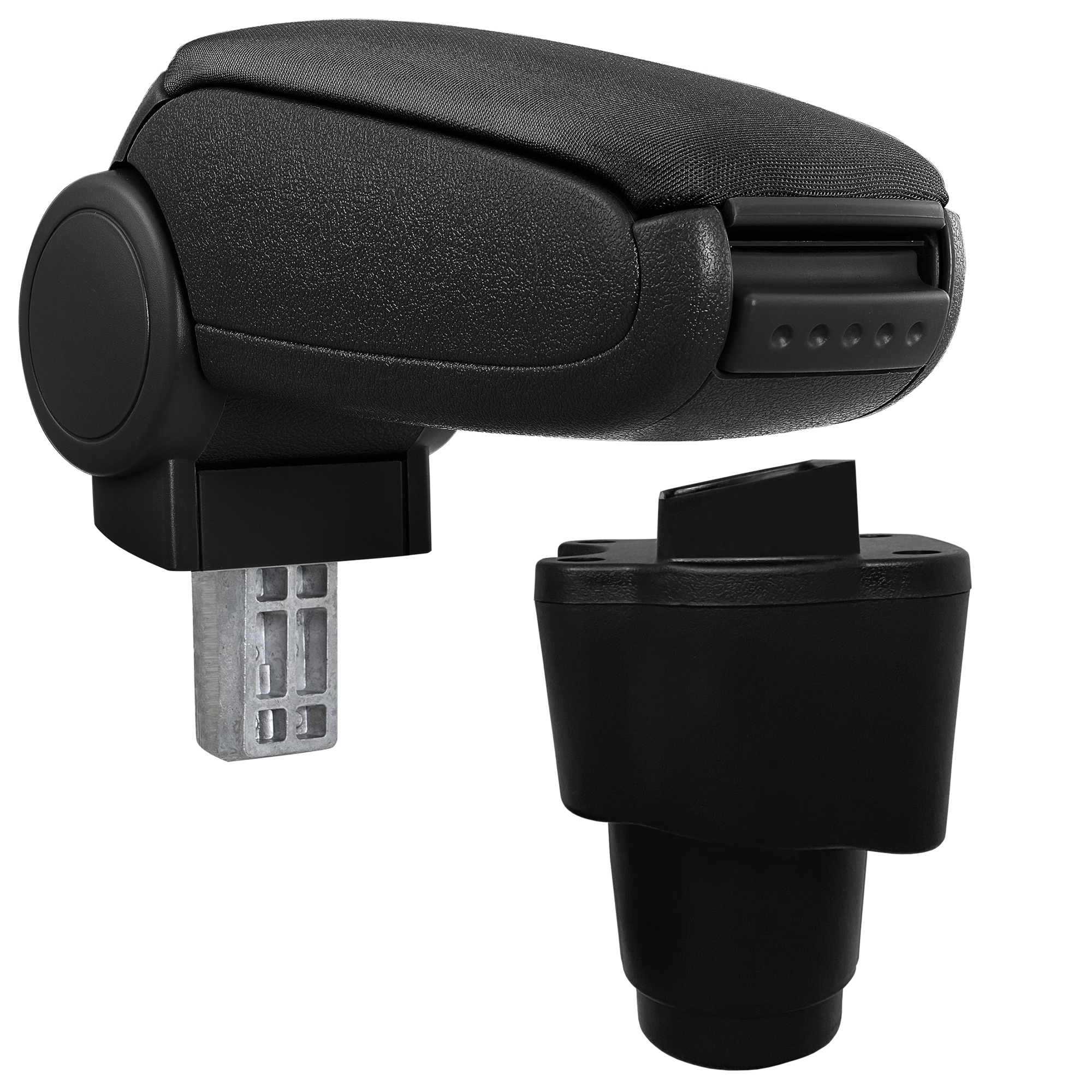 foto del prodotto pro.tec bracciolo centrale con vano portaoggetti per auto poggiabraccio per automobile specificata in marca rivestimento in tessuto nero