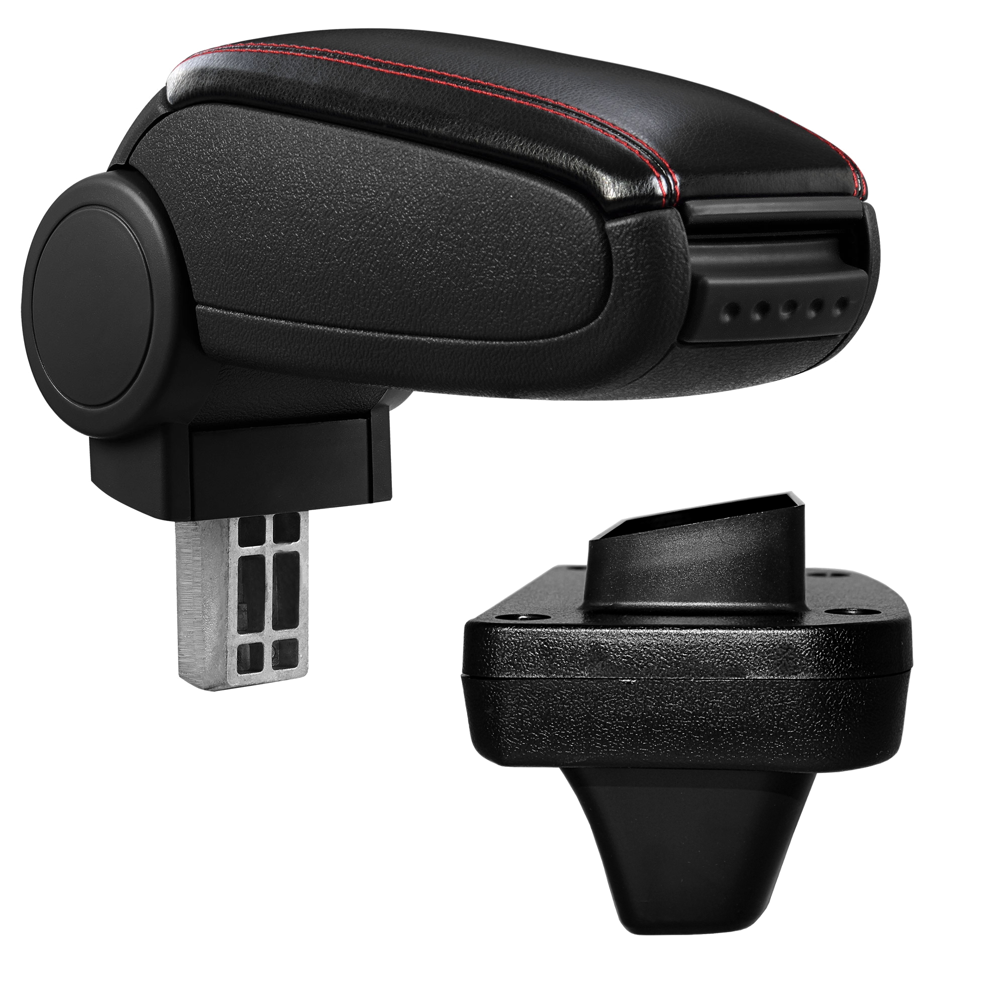 foto del prodotto pro.tec bracciolo centrale opel astra k - rivestimento in similpelle nero con cuciture rosse - con vano portaoggetti