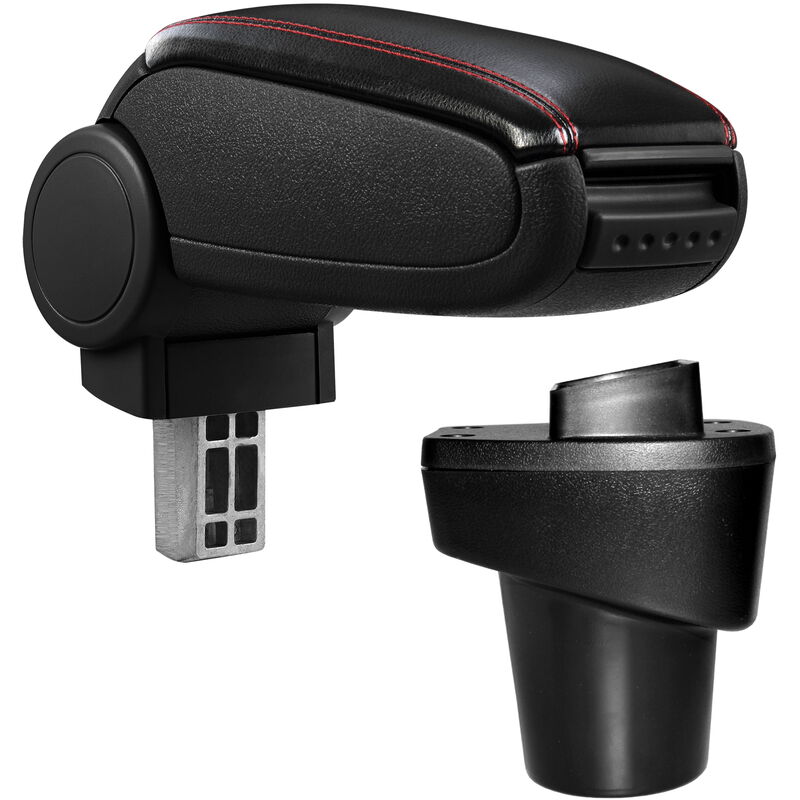 foto del prodotto pro.tec bracciolo centrale per citro n c1 (da 2014-2018) e peugeot 108 (da 2014-2018) - rivestimento in similpelle nero con cuciture rosse - con vano