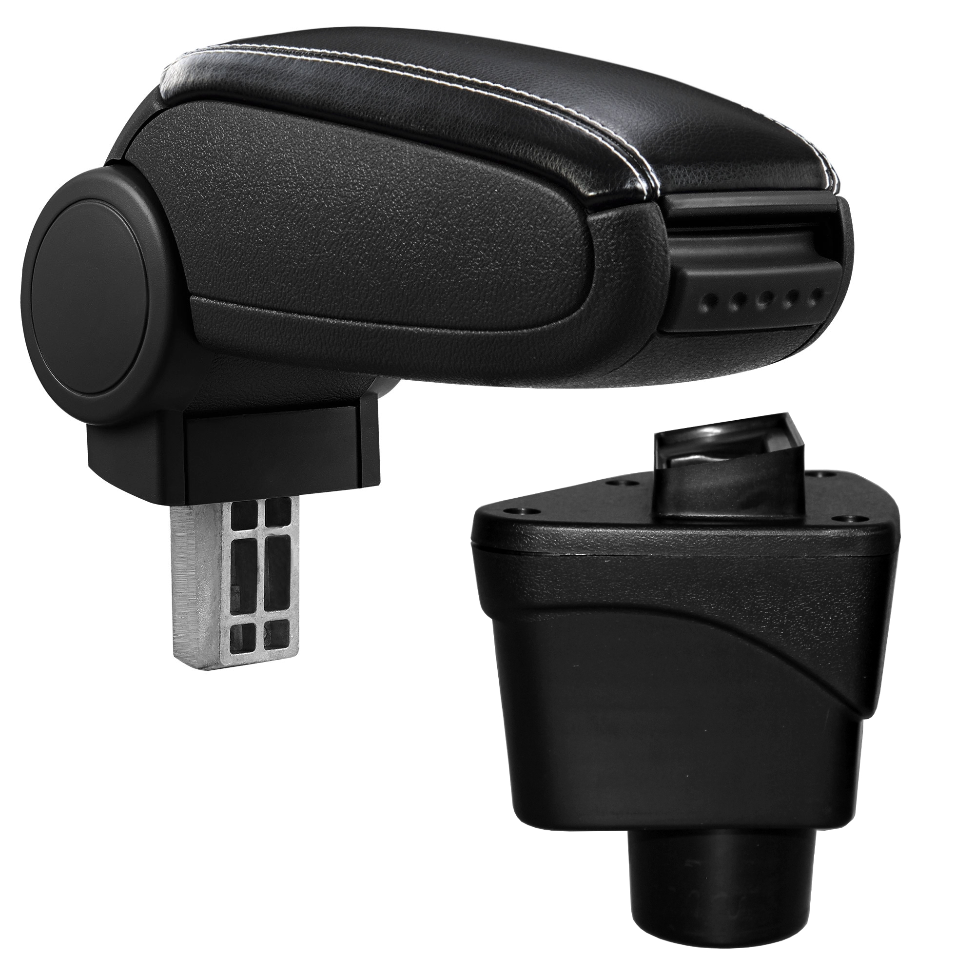 foto del prodotto pro.tec bracciolo centrale per ford ecosport ii 2012-2018 - rivestimento in similpelle nero con cuciture bianche -