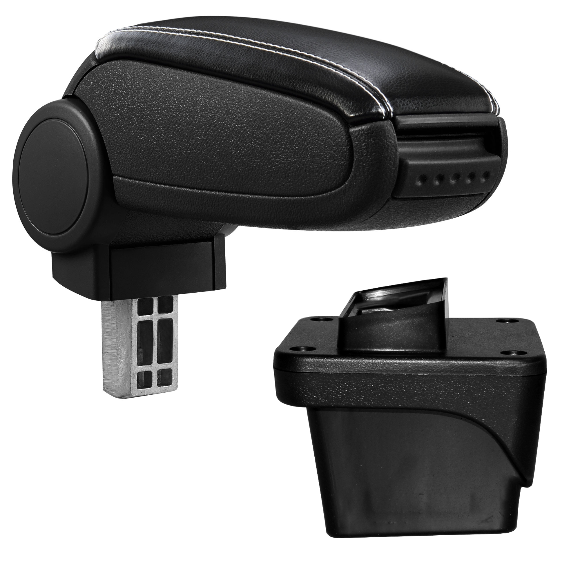 foto del prodotto pro.tec bracciolo centrale per volkswagen polo vi - rivestimento in similpelle nero con cuciture bianche - con vano