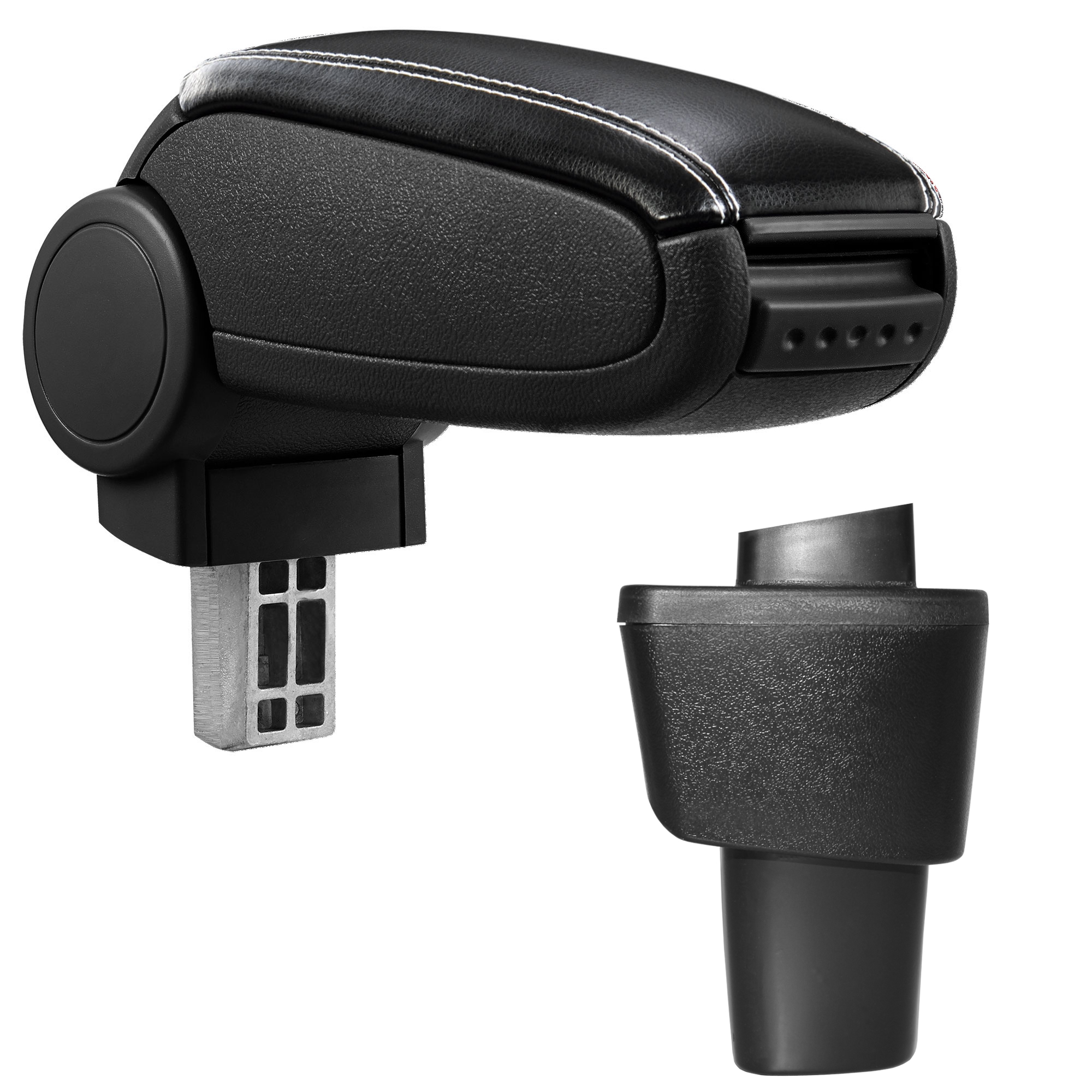 foto del prodotto pro.tec bracciolo centrale - poggiabraccio con vano portaoggetti - imbottito - in similpelle - nero con cucitura