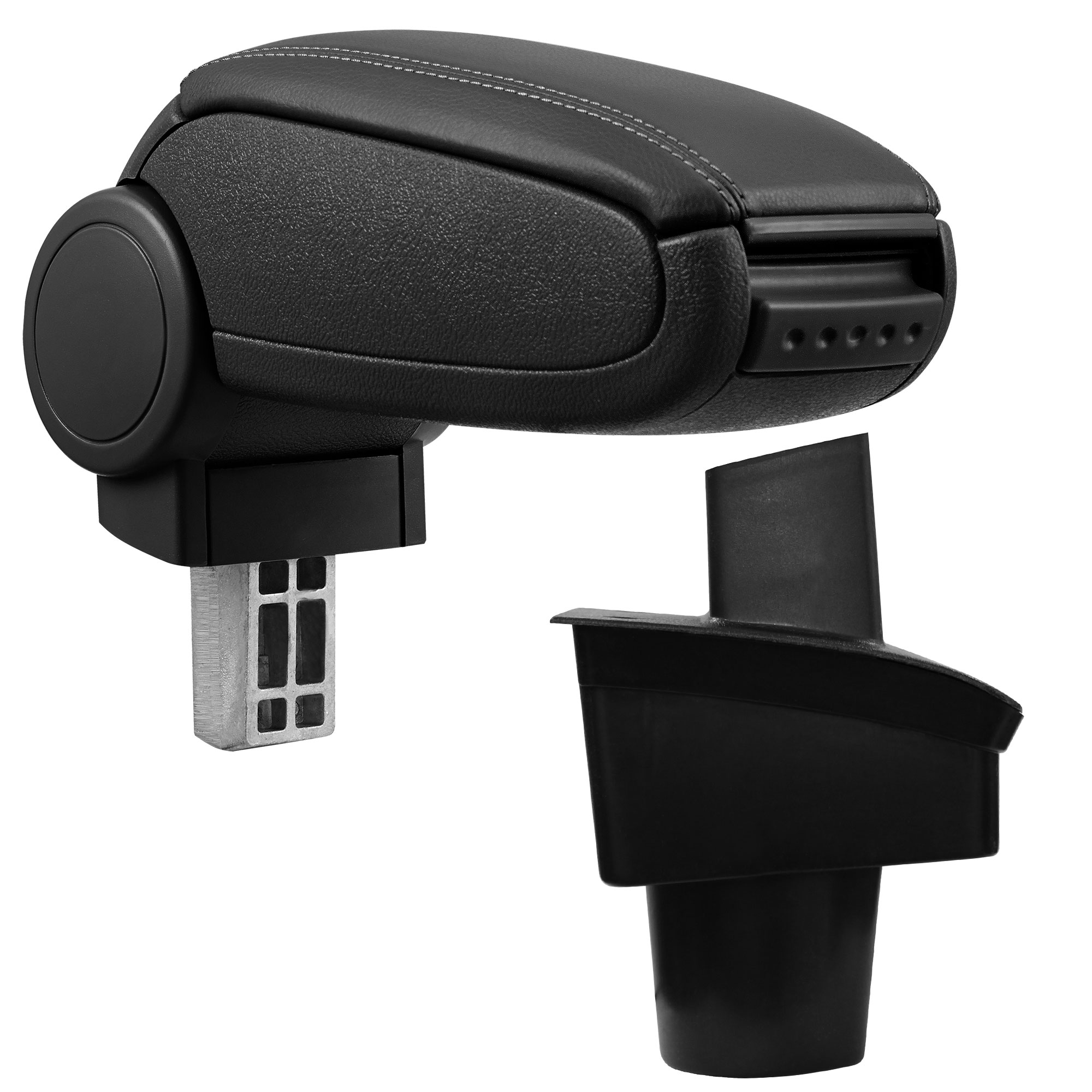 foto del prodotto pro.tec bracciolo centrale - poggiabraccio con vano portaoggetti - imbottito - in similpelle - nero - vw passat b6